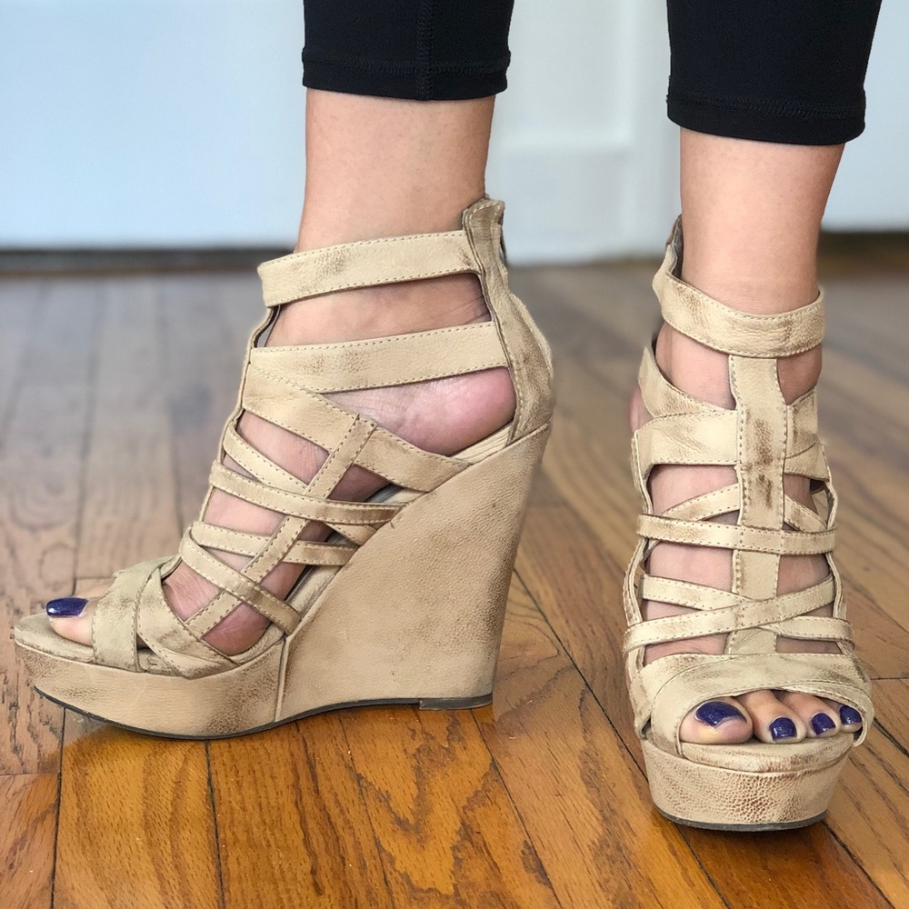 MIA Limited Edition Beige Platform Wedges